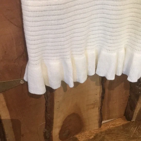 HOUSE OF HARLOW 1960 NWT Little White Knit Dress Flutter Midi Easter Summer - Picture 12 of 14